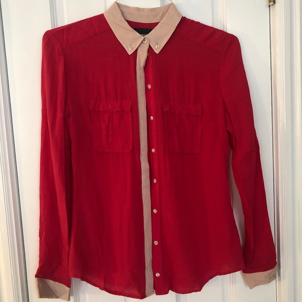 Anthropologie Maeve Rayon Hot Pink Blouse Size 0